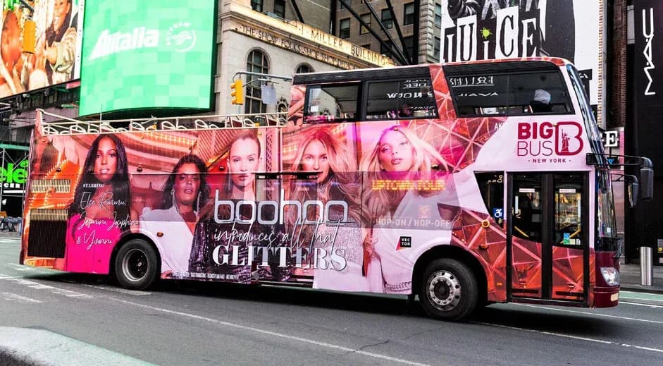 Boohoo — Double-Decker Bus, Times Square, New York